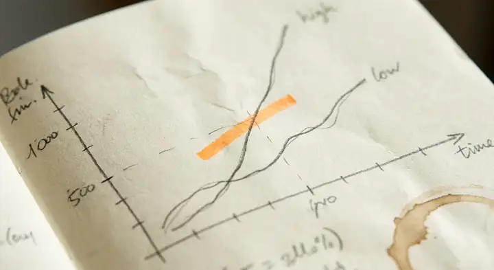 A hand-drawn graph comparing two absorption curves
